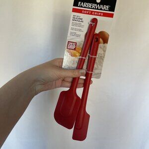 Faberware silicone spatulas red heat resistant comfort grip kitchen equipment